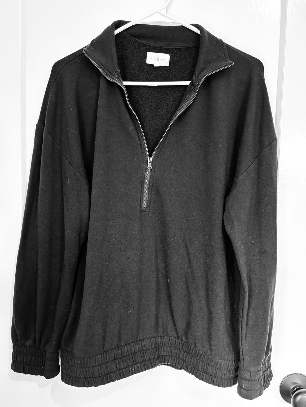 Lou & Grey Women’s Black Quarter-Zip Pullover Sweatshirt